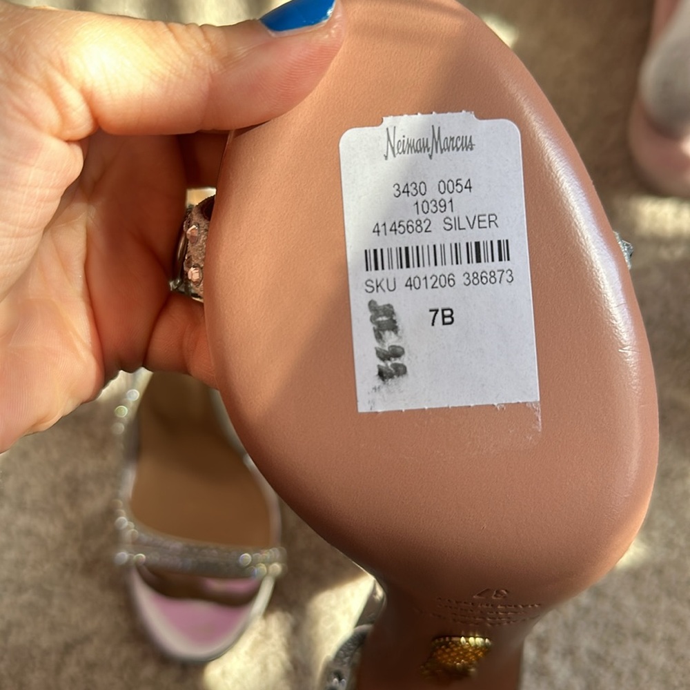 NWT Aquazzura Crystal Metallic d'Orsay Pump Sandals - Picture 7 of 7